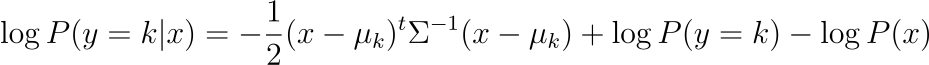 Log posterior for LDA with a shared covariance matrix