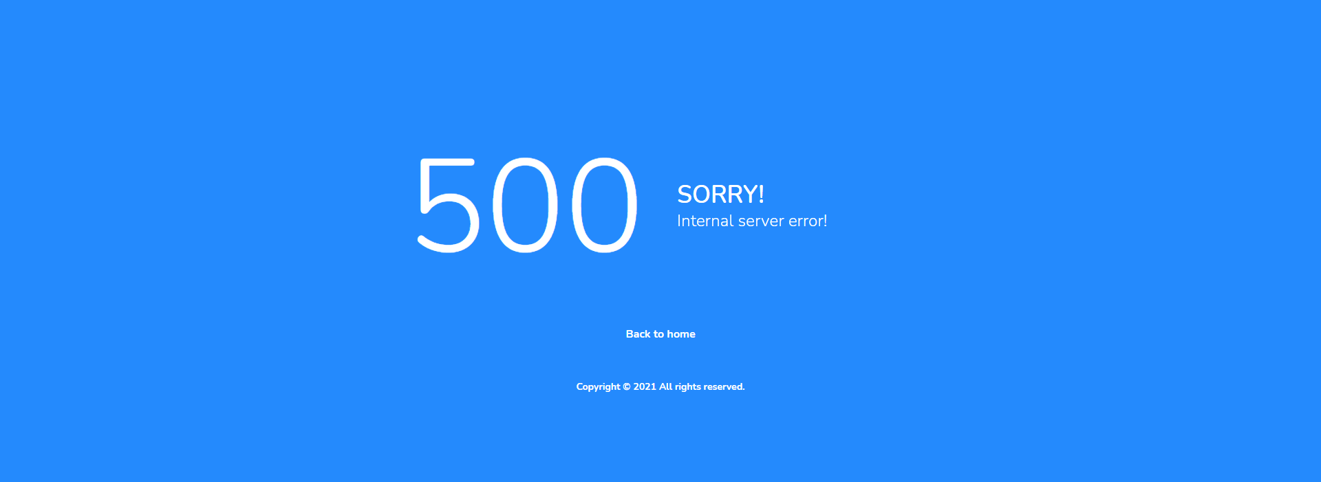 The Kecil 500 internal server error page