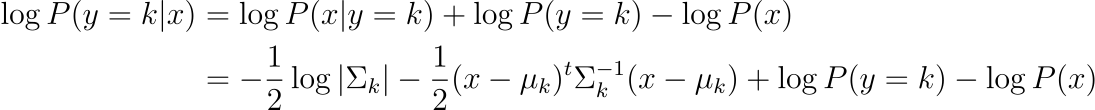 Log posterior for QDA with a per-class covariance matrix